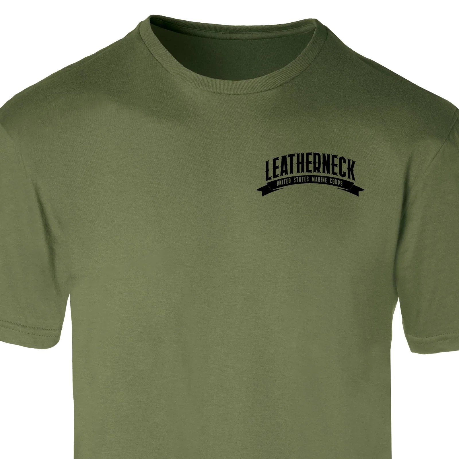 Image of USMC Leatherneck Left Chest T-Shirt- OD Green