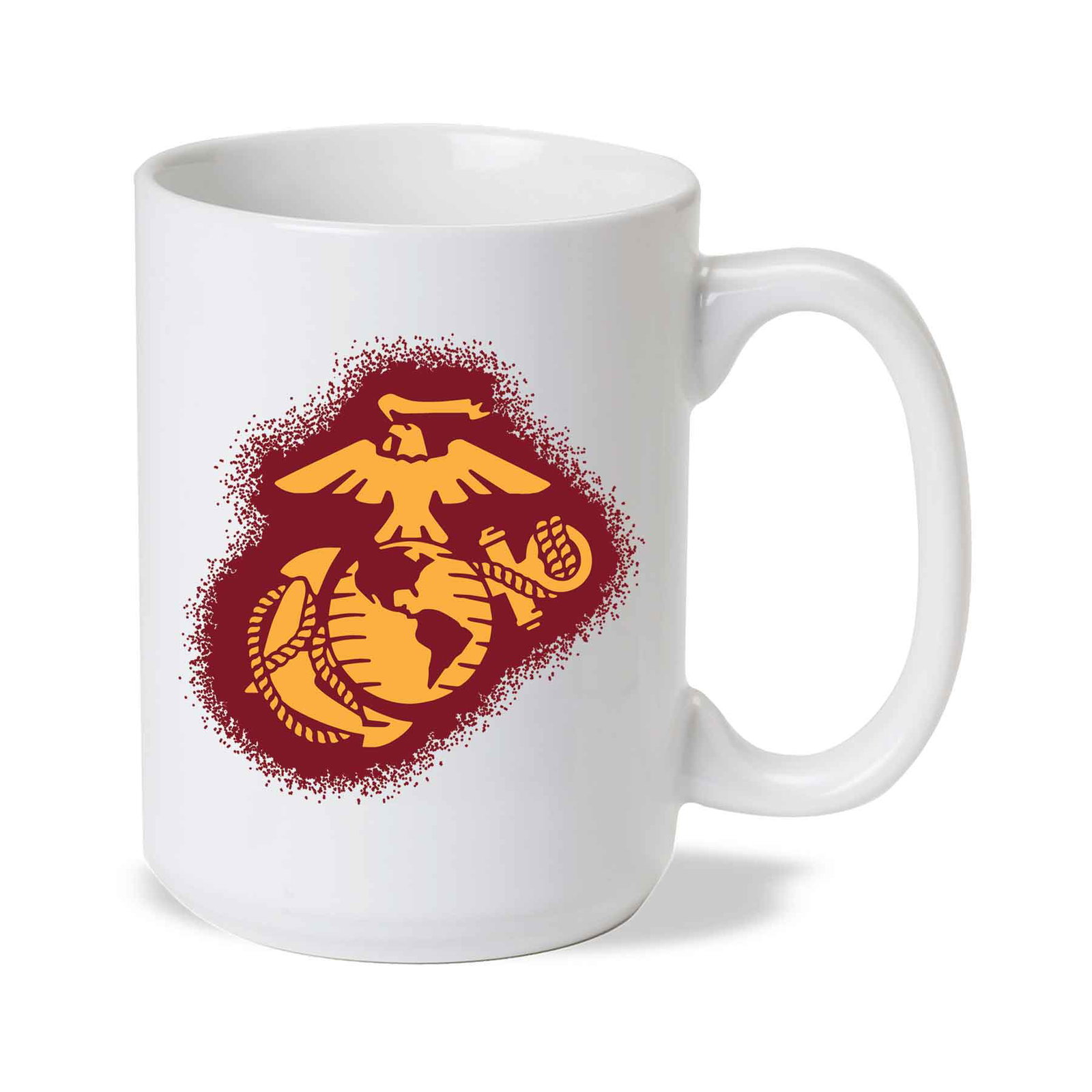 Image of USMC Eagle, Globe, and Anchor Painted Mug- Red/Gold