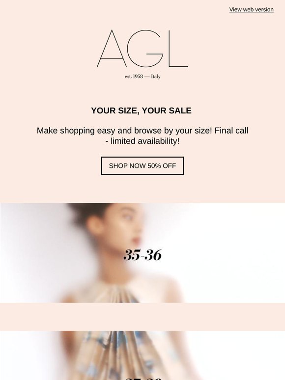Your size, your sale – shop now 50% OFF
