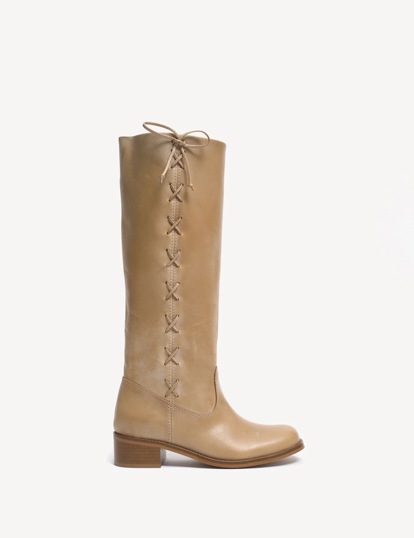 Image of Ann Gaucho Boot With Laces In Light tan Escovado Leather