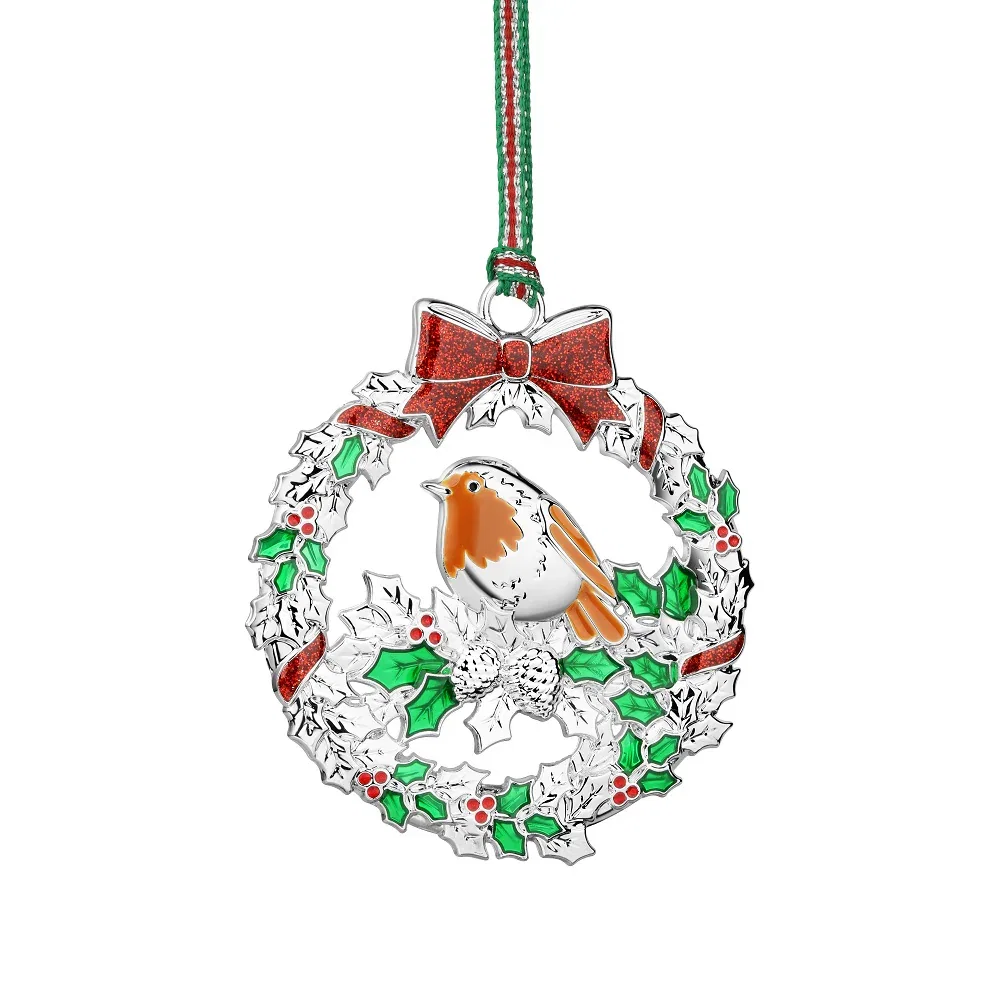 Image of Robin with Holly Christmas Tree Decoration