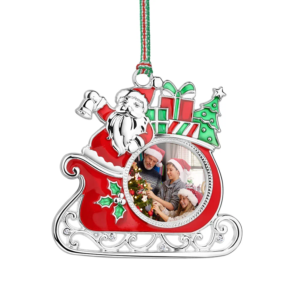 Image of Santa on Sleigh Photoframe Tree Decoration