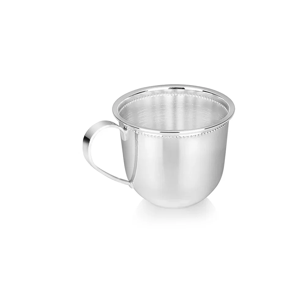 Image of Silver Plated Beaded Christening Cup