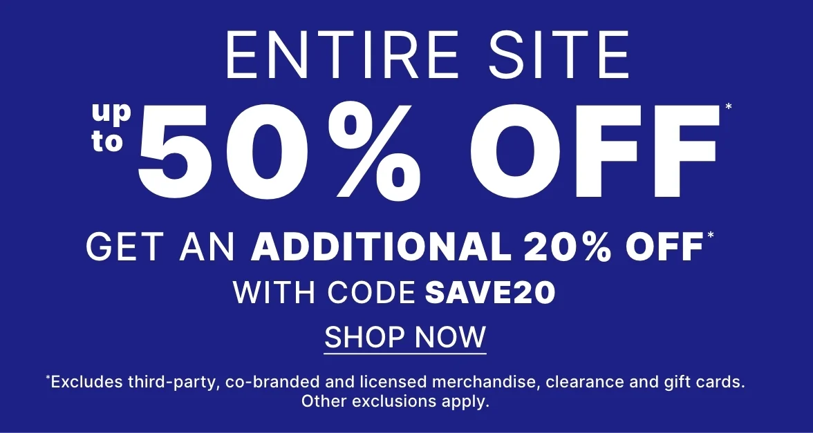 Entire Site up to 50% off + Extra 20% off with code SAVE20