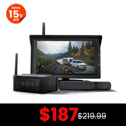 Solar3C Dual Backup Camera Kit with Monitor – 2 Wireless Cameras for RV/Trailer