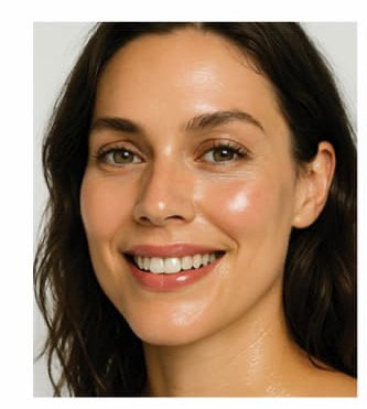 Model close up of face with glowing skin minimal makeup