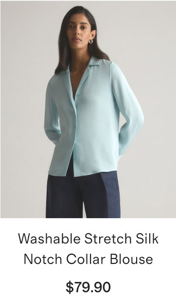 Washable Stretch Silk Notch Collar Blouse