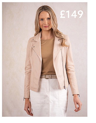 Tarraby Leather Biker Jacket Parchment