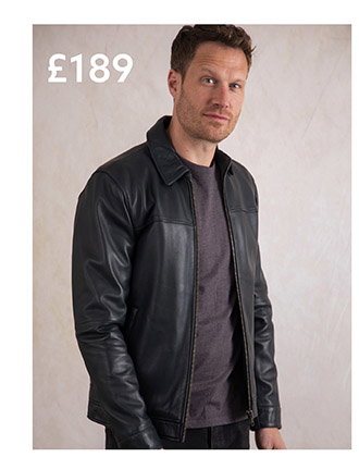 Renwick Collared Leather Jacket Navy