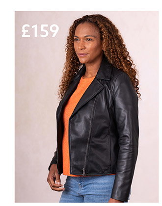 Thirlend Leather Biker Jacket Black