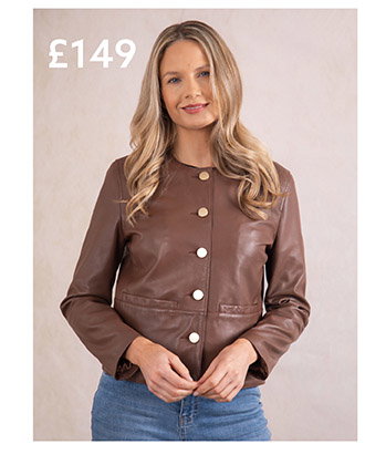 Lindal Button Down Leather Jacket Tan