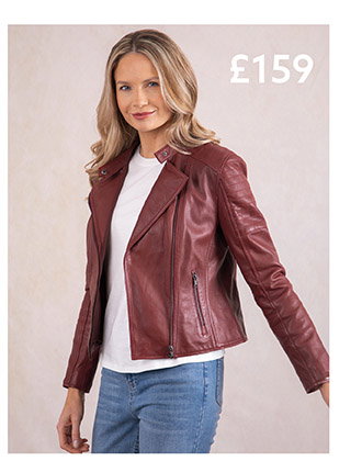 Nicole Leather Biker Jacket Red