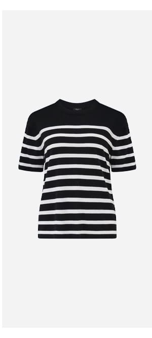 Cotton Cashmere Tee In Parisian Stripe