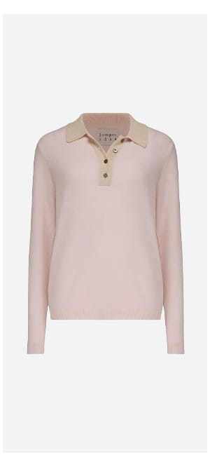 Contrast Polo Jumper In Nurture Ivory