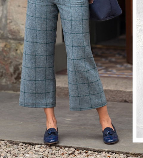 Ladies Wide Leg Tweed Crop Trouser