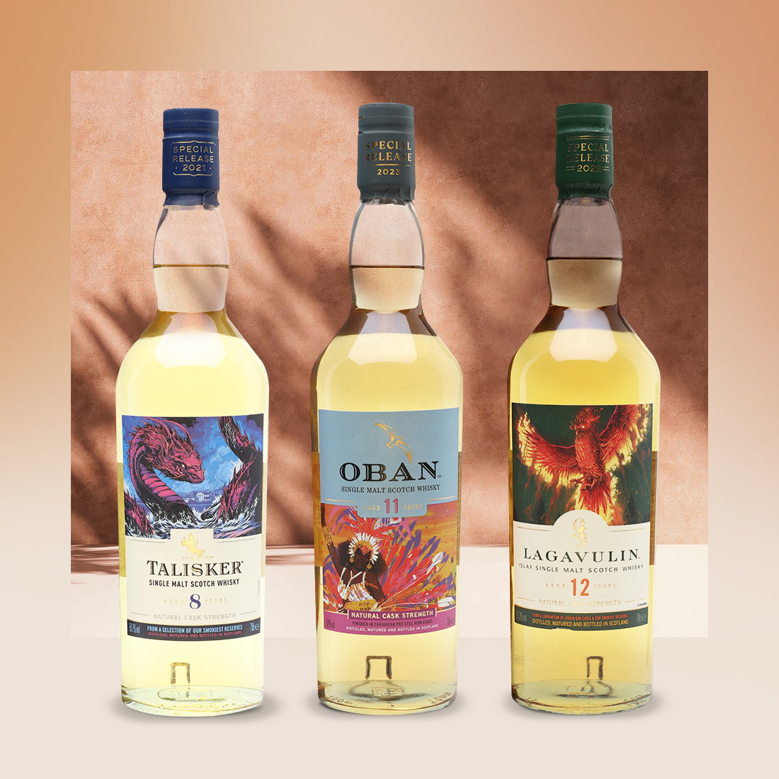 Oban 11 year old Special Releases 2023, Lagavulin 12 year old Special Releases 2022, Talisker 2012 8 Year Old Special Releases 2021