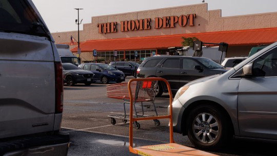 Cars in the parking lot of a Home Depot