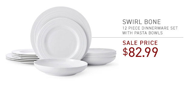Swirl Bone 12 Piece Dinnerware Set with Pasta Bowls, Service for 4 • Sale Price $82.99