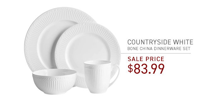 Countryside White Bone China Dinnerware Set • Sale Price  $83.99