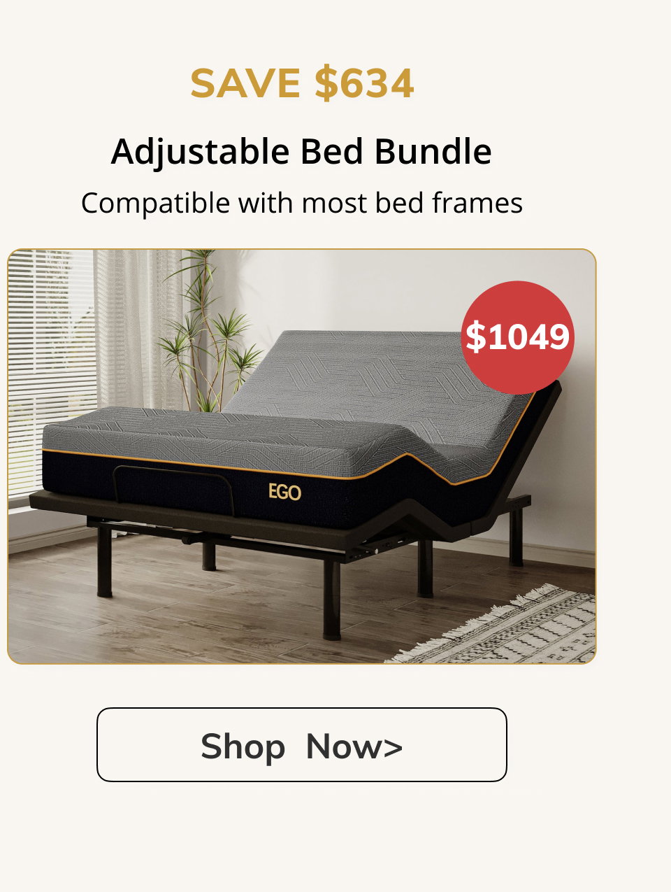 SAVE $634 Adjustable Bed Bundle Compatible with most bed frames