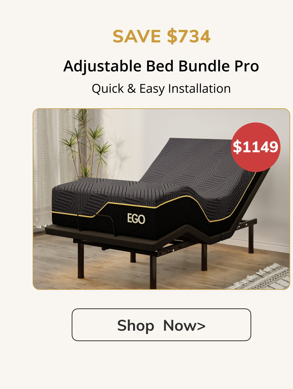 SAVE $734 Adjustable Bed Bundle Pro Quick & Easy Installation