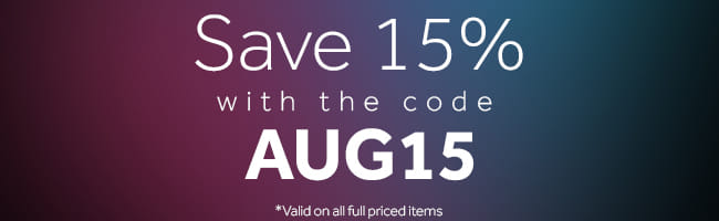 Save 15% with the code AUG15