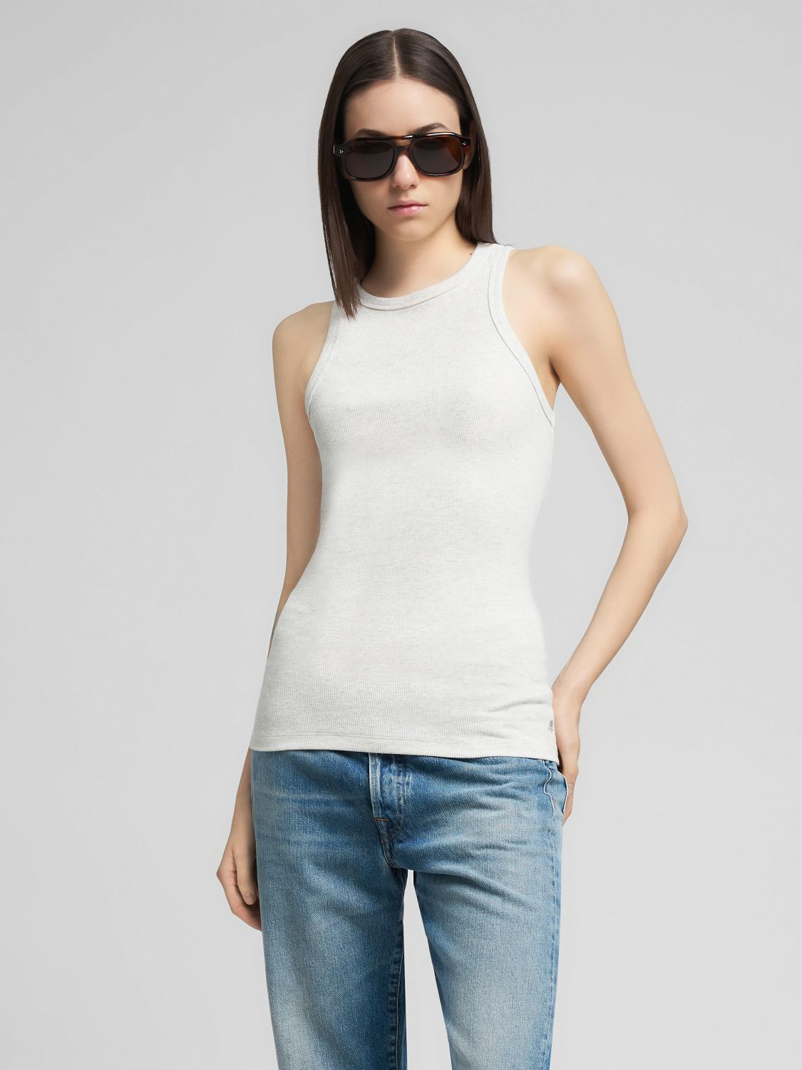 W RIB KNIT SLIM FIT VEST TOP
