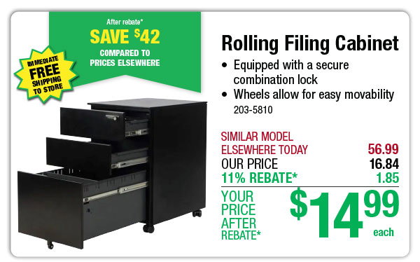 Rolling Filing Cabinet - ONLY $14.99 After Rebate*!