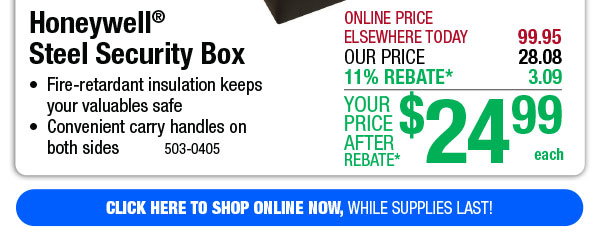 Honeywell® Steel Security Box - FREE Shipping To Store!