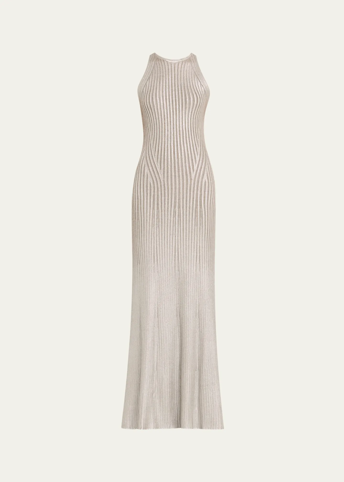 Foil-Print Sleeveless Open-Back Dress
