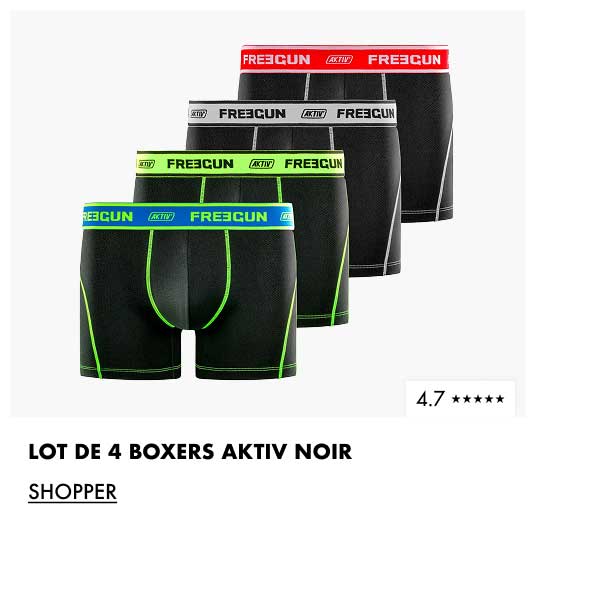 Lot de 4 Boxers Aktiv Noir