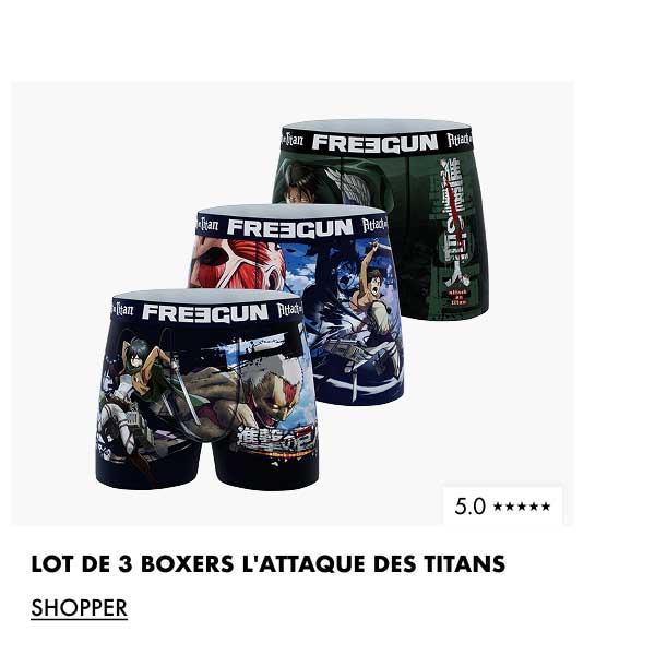 Lot de 3 Boxers L'Attaque Des Titans