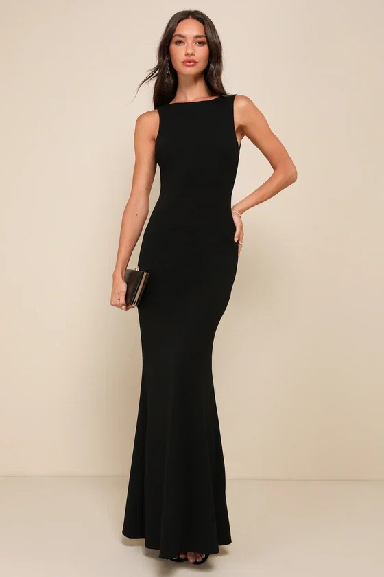 Image of Love In Your Eyes Black Knotted Mermaid Maxi Dress