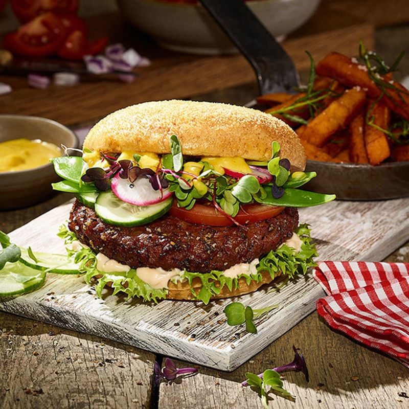Veganes Burger Patty – saftiger Genuss aus Ackerbohnenprotein