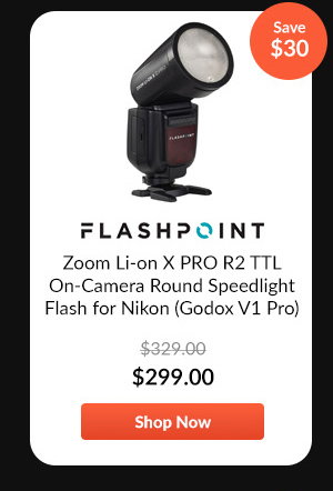 Flashpoint Zoom Li-on X PRO R2 TTL On-Camera Round Speedlight Flash for Nikon (Godox V1 Pro)