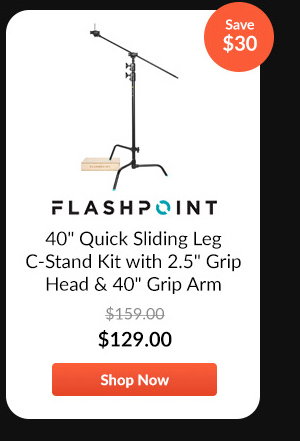 Flashpoint 40inches Quick Sliding Leg C-Stand Kit with 2.5inches Grip Head & 40inches Grip Arm