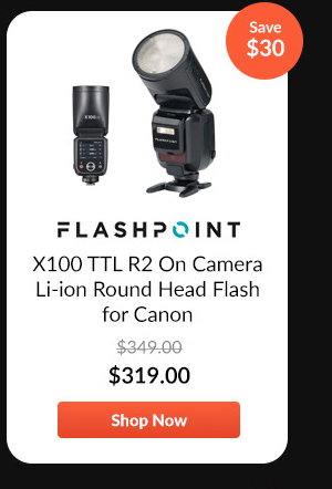 Flashpoint X100 TTL R2 On Camera Li-ion Round Head Flash for Canon