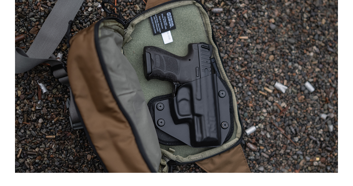 Shop the CLOAK Hook & Loop holster built for versatile off-body carry in a fanny pack, backpack, or car console.