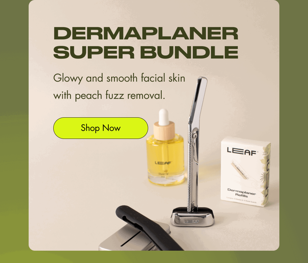 Dermaplaner Super Bundle Glowy and smooth facial skin with peach fuzz removal. Shop Now