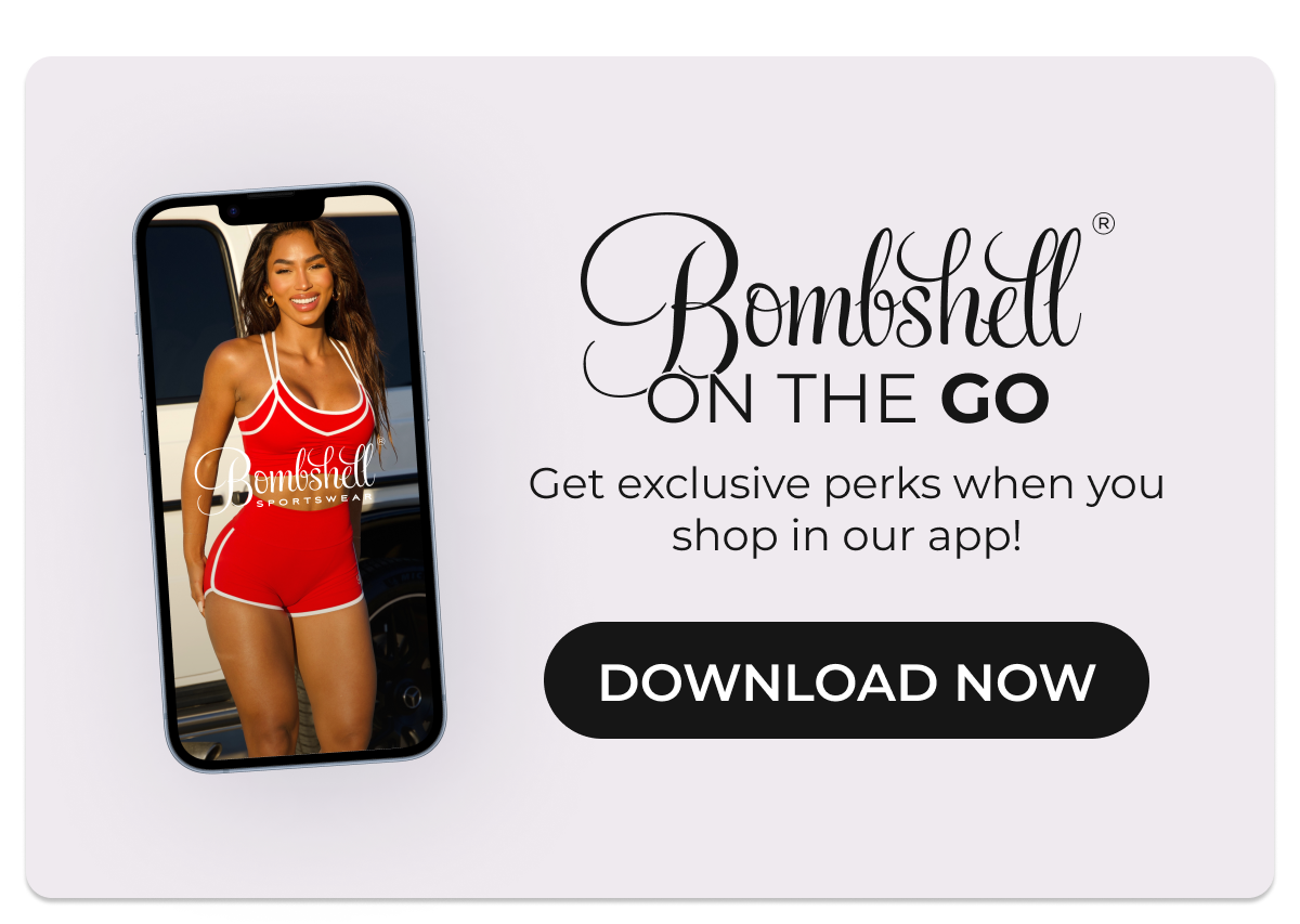 image of Bombshell app on iPhone with text and button