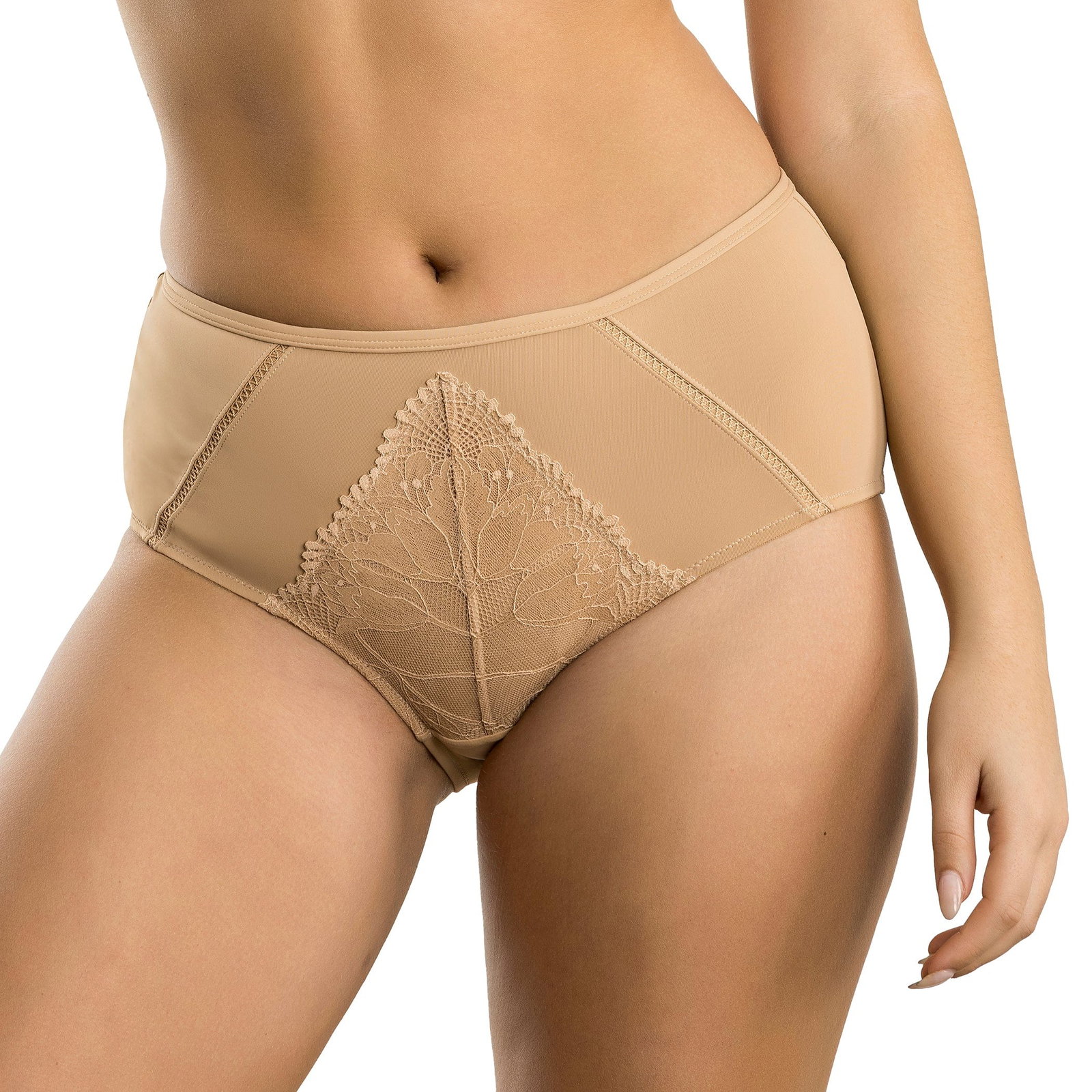 PARFAIT Charlene P5005 High Waist Pretty Modern Vintage Lace Brief - Warm Sand