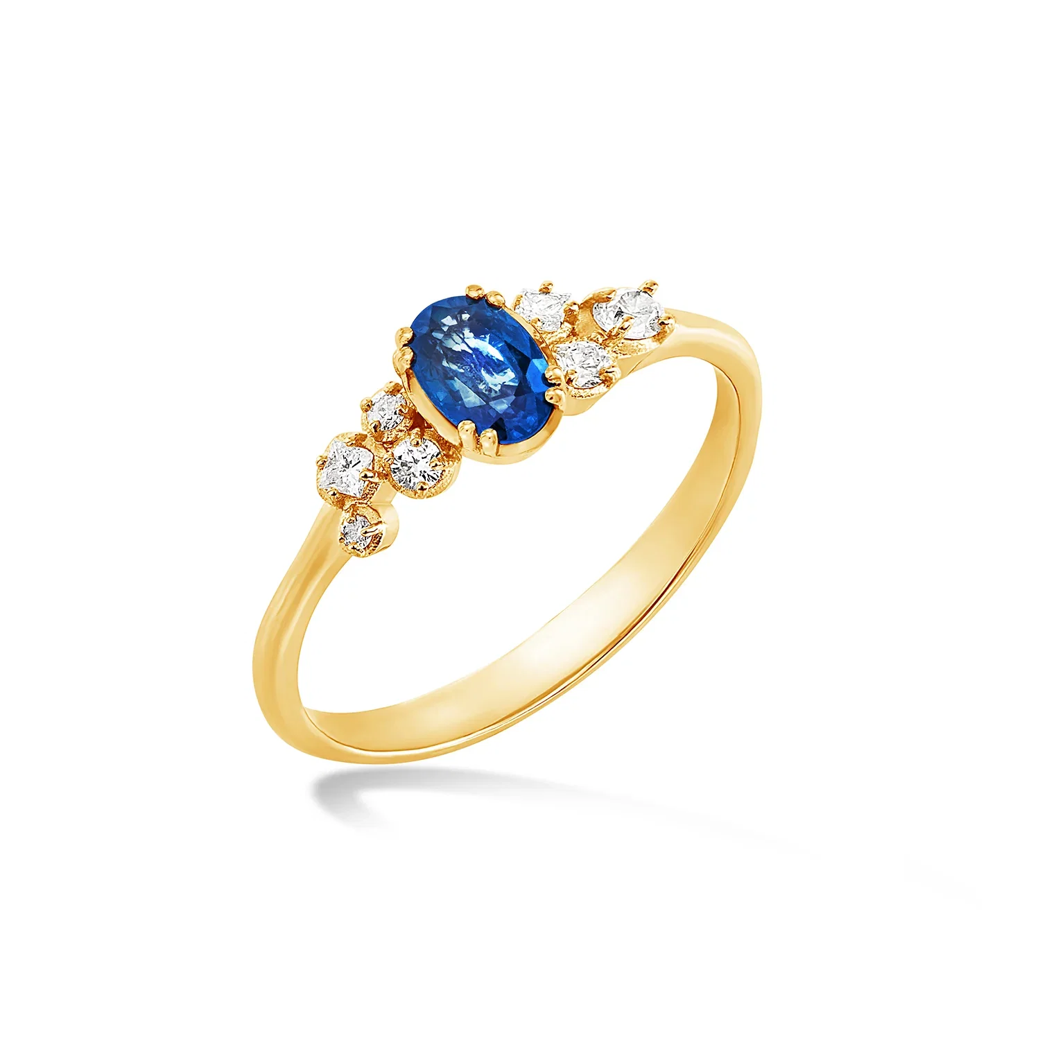 Image of 18k Oval Sapphire & Diamond Stargazer Ring