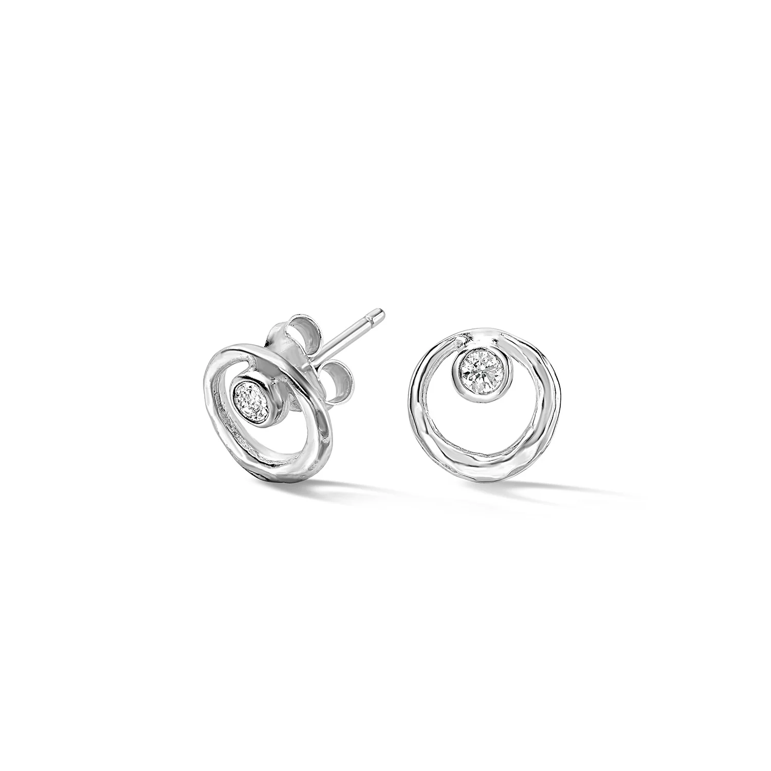 Image of White Sapphire Circle Dewdrop Studs
