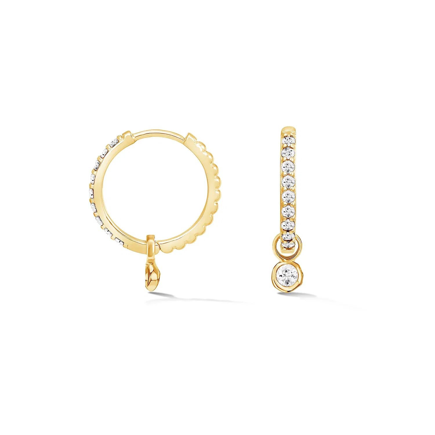 Image of White Sapphire Dewdrop Charm Hoops
