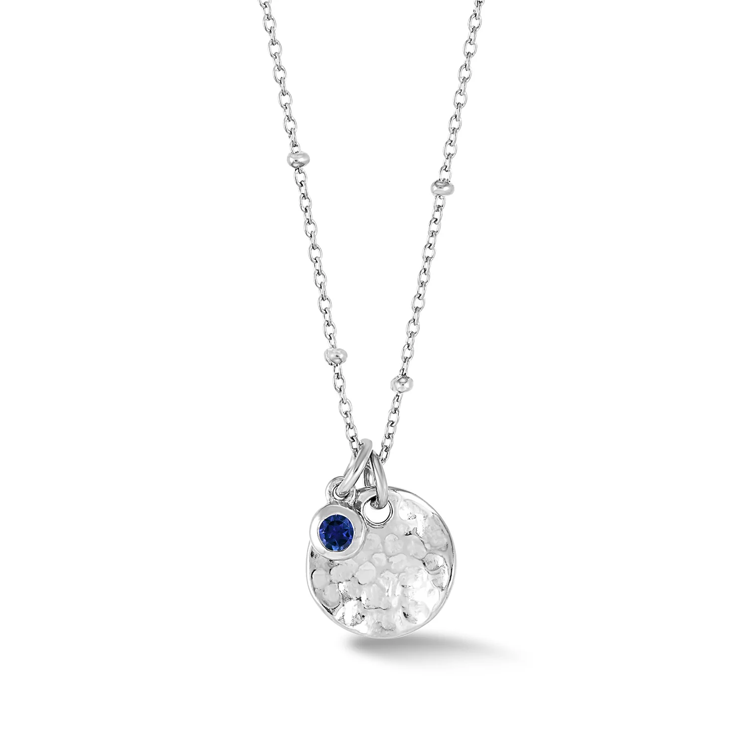Image of Hammered Disc & Blue Sapphire Array Necklace