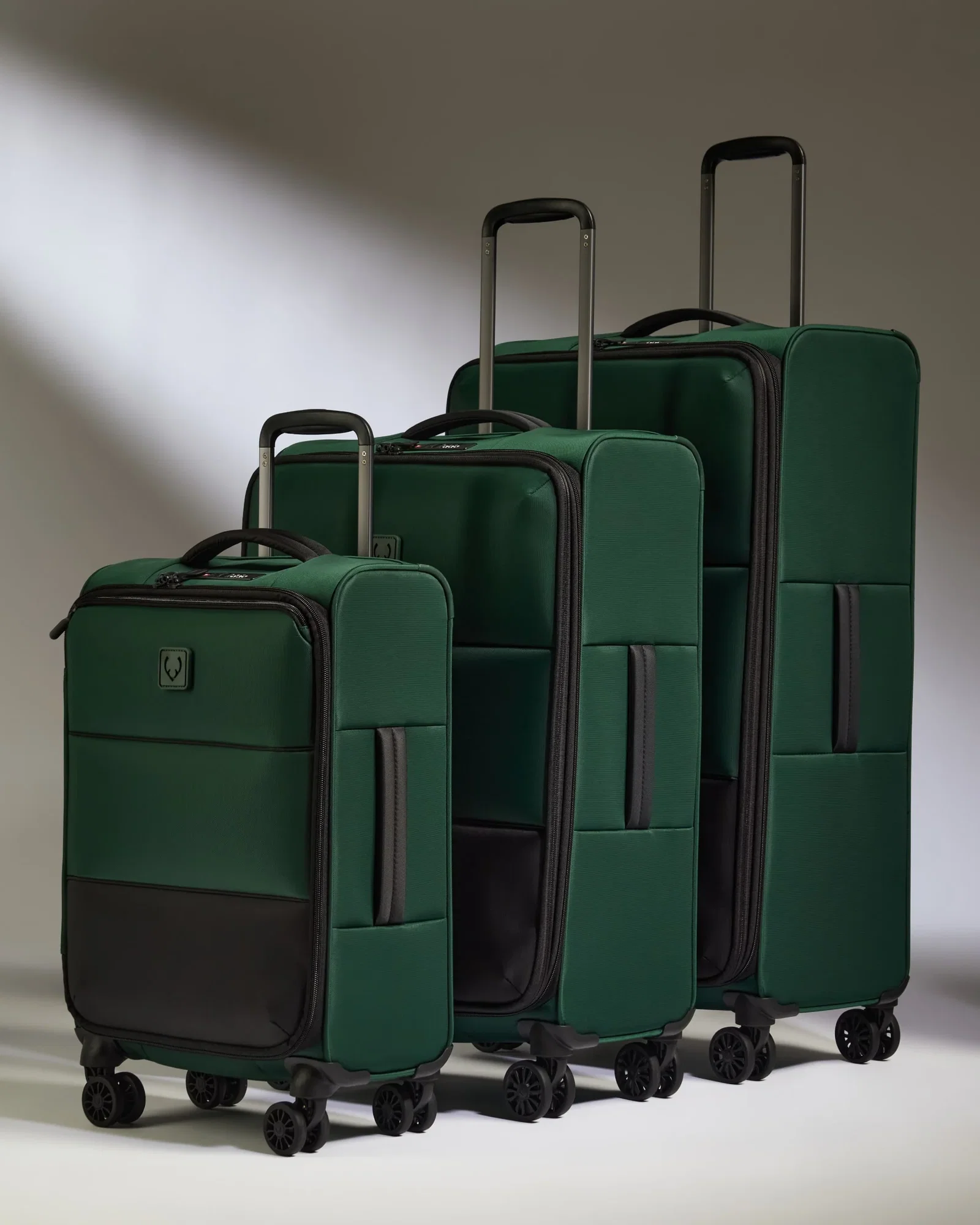 Image of Lightest Expandable Carry-on Luggage Set in Antler Green - Soft Stripe 2.0