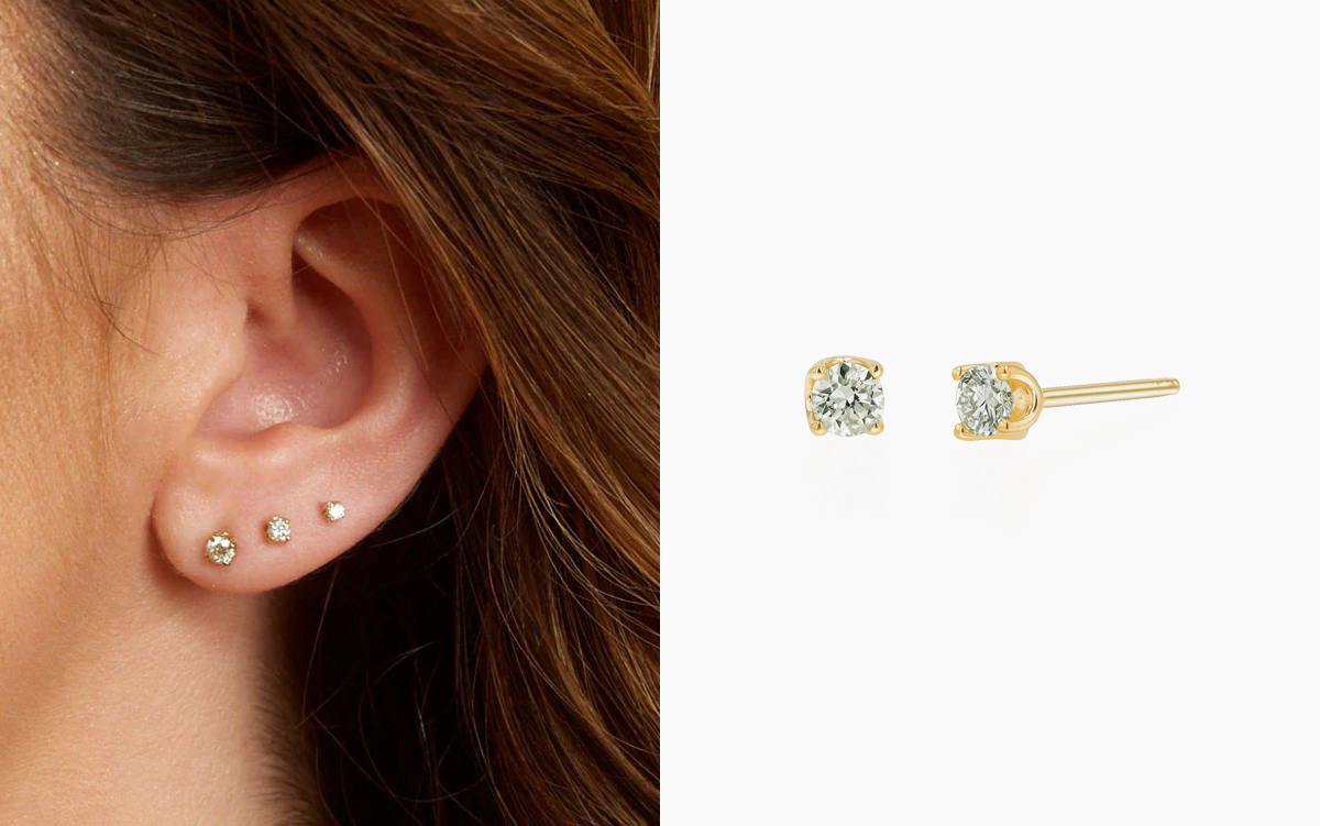 14K Gold Solitaire Studs