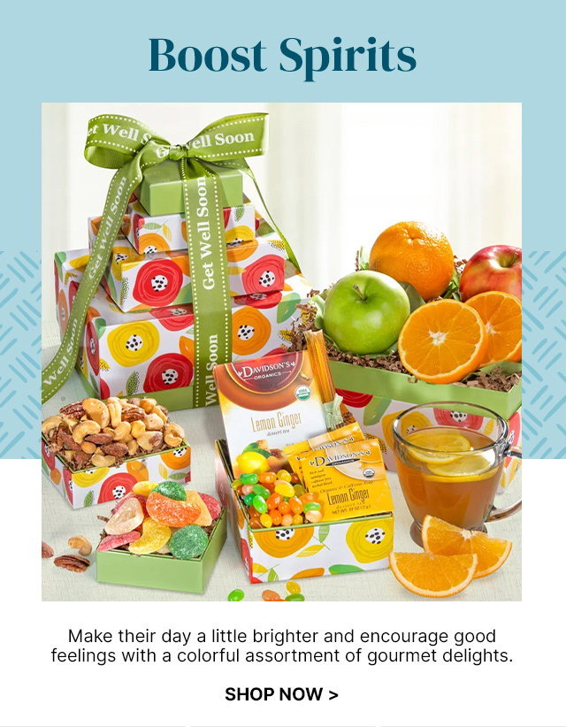 Boost Spirits - Make their day a little brighter and encourage good feelings with a colorful assortment of gourmet delights.
