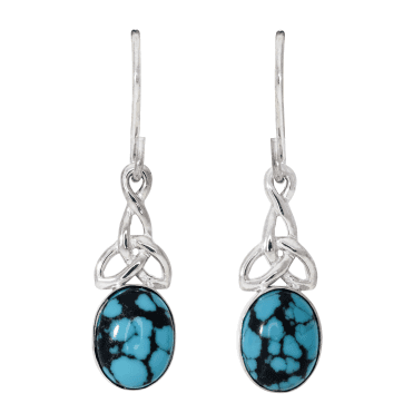 Celtic Trefoil Turquoise Matrix Earrings