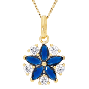Sapphire Bloom CZ Pendant